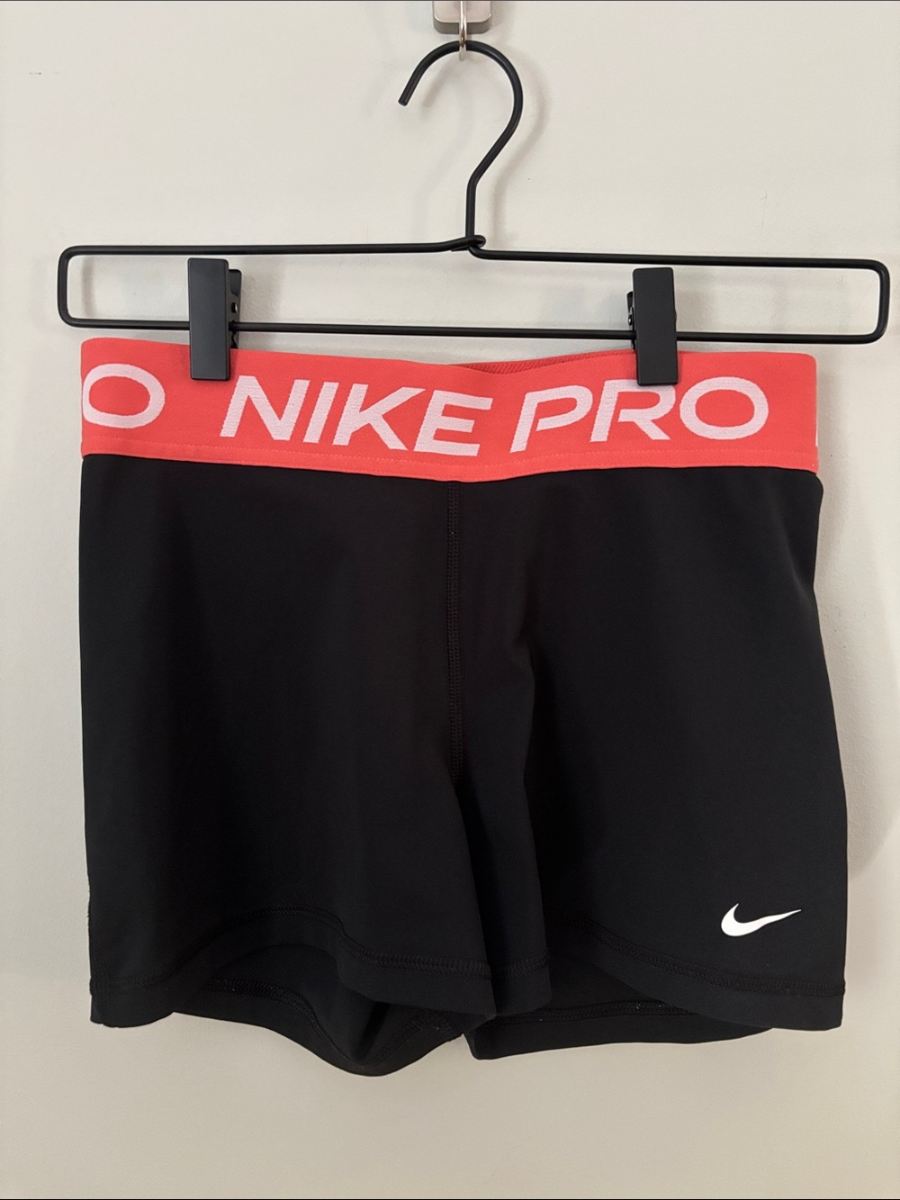 Nike Pro Women's 3" Compression Shorts Black Neon Coral Pink Size M